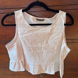 Solid Ruffle Hem Top | Light Beige